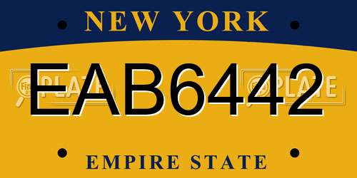 EAB6442 New York License Plate