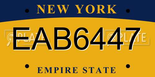 EAB6447 New York License Plate