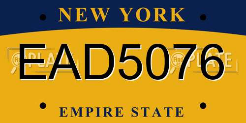 EAD5076 New York License Plate