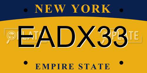 EADX33 New York License Plate