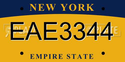 EAE3344 New York License Plate
