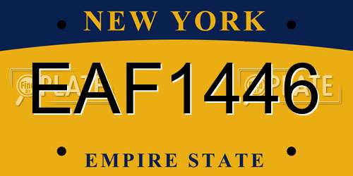 EAF1446 New York License Plate
