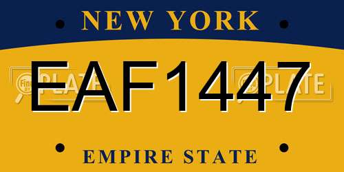 EAF1447 New York License Plate