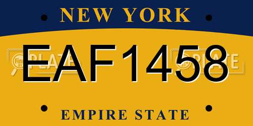 EAF1458 New York License Plate