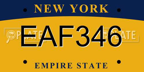 EAF346 New York License Plate