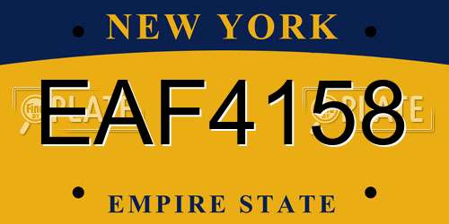 EAF4158 New York License Plate