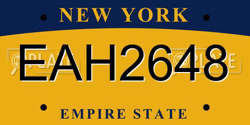 EAH2648 New York License Plate