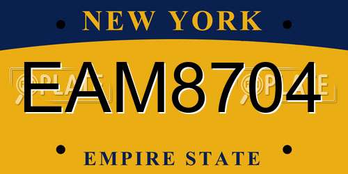 EAM8704 New York License Plate
