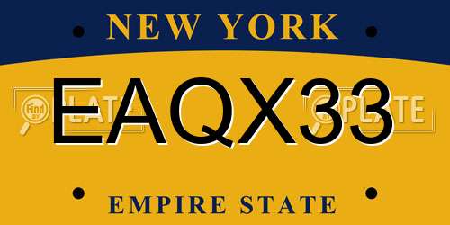 EAQX33 New York License Plate