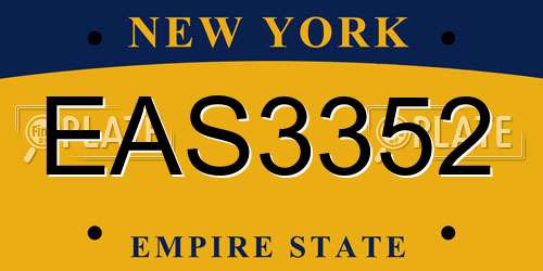 EAS3352 New York License Plate