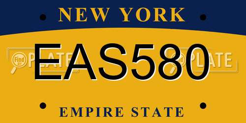 EAS580 New York License Plate
