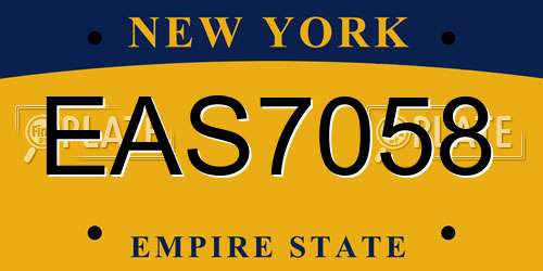 EAS7058 New York License Plate