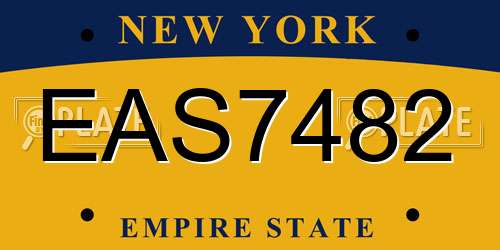 EAS7482 New York License Plate