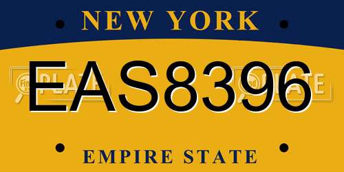 EAS8396 New York License Plate