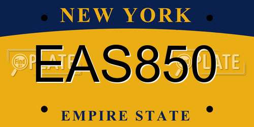 EAS850 New York License Plate