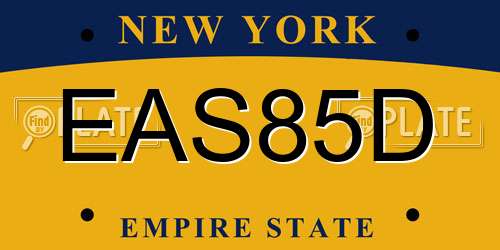 EAS85D New York License Plate