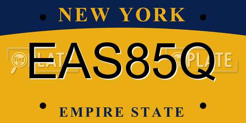 EAS85Q New York License Plate