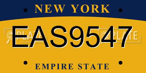 EAS9547 New York License Plate