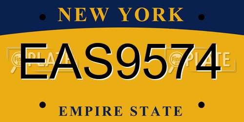 EAS9574 New York License Plate