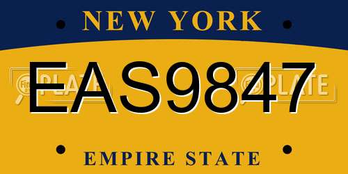 EAS9847 New York License Plate