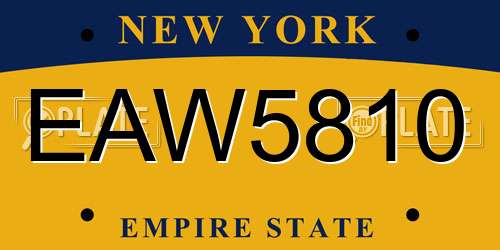EAW5810 New York License Plate