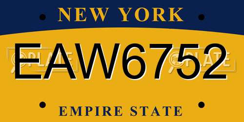 EAW6752 New York License Plate