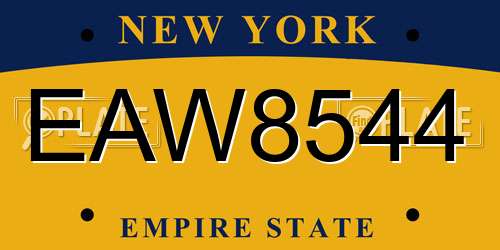 EAW8544 New York License Plate