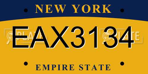 EAX3134 New York License Plate