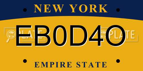 EB0D4O New York License Plate