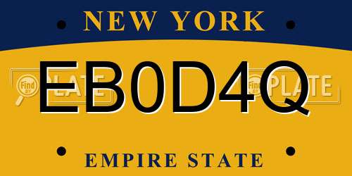 EB0D4Q New York License Plate