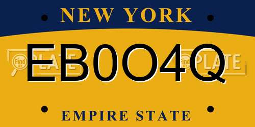 EB0O4Q New York License Plate