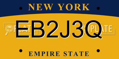 EB2J3Q New York License Plate