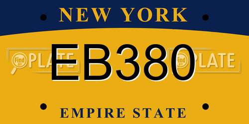 EB380 New York License Plate