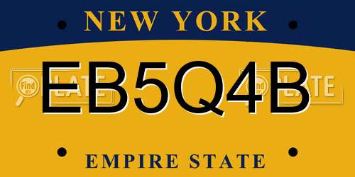 EB5Q4B New York License Plate