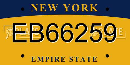 EB66259 New York License Plate