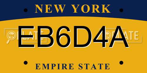 EB6D4A New York License Plate