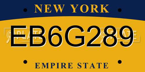EB6G289 New York License Plate