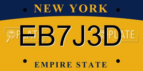 EB7J3D New York License Plate