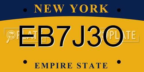 EB7J3O New York License Plate