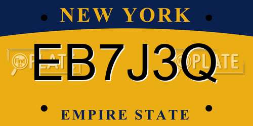 EB7J3Q New York License Plate
