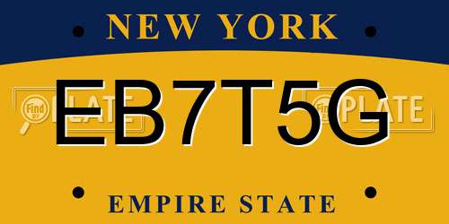 EB7T5G New York License Plate