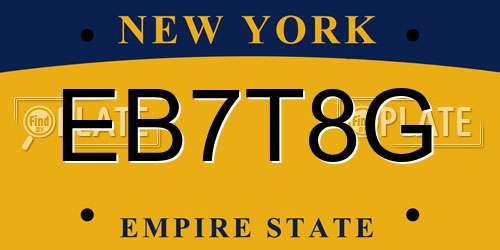 EB7T8G New York License Plate