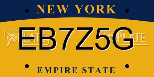 EB7Z5G New York License Plate