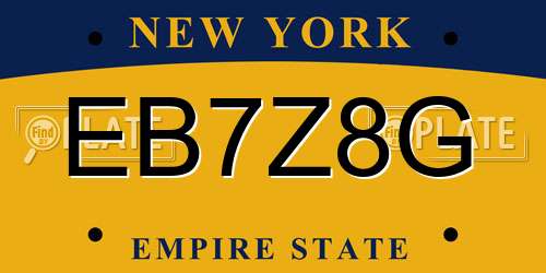 EB7Z8G New York License Plate