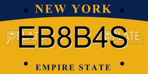 EB8B4S New York License Plate