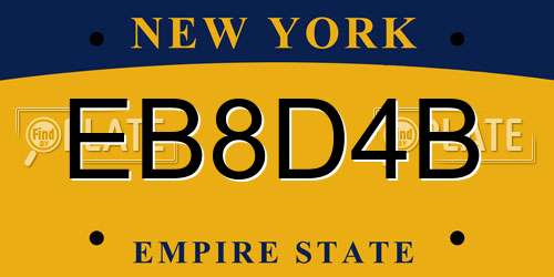 EB8D4B New York License Plate