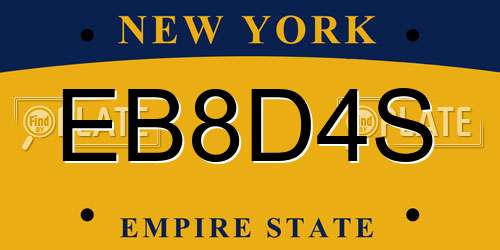 EB8D4S New York License Plate