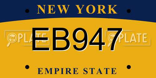 EB947 New York License Plate