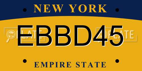 EBBD45 New York License Plate