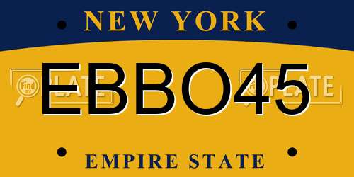 EBBO45 New York License Plate
